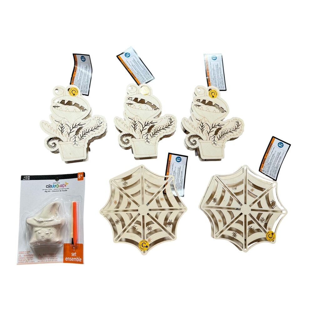 Halloween Craft Decor - DIY LED Plywood Painting Decorations LOT of 6 - Light Up